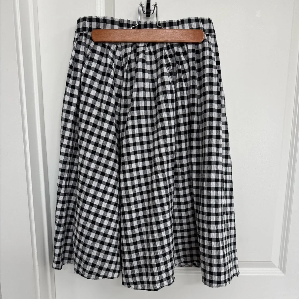Michael Kors Black and White Gingham A-Line Skirt